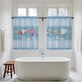 thumbnail image 4 of Coastal Blue Striped Kitchen Curtains 54 Inch Length, Ocean Sea Summer Starfish Coral Shells Tiers Curtains for Bathroom Bedroom Cafe, Light Filtering Small Window Treatment Drapes 2 Panels 42"Wx54"L, 4 of 8