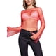 thumbnail image 2 of VISgogo Blusa Femenina, Tops de Malla Transparente de Manga Larga con Cuello Redondo y Diamantes de Imitación de Color Sólido para Adultos, XS/S/M/L VISgogo moda, 2 of 6