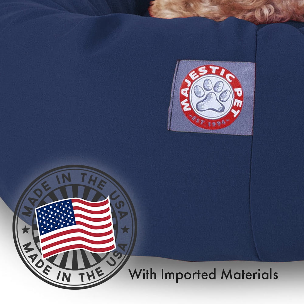 Majestic Pet Poly/Cotton Bagel Pet Bed for Dogs, Calming Dog Bed Washable, Small, Blue