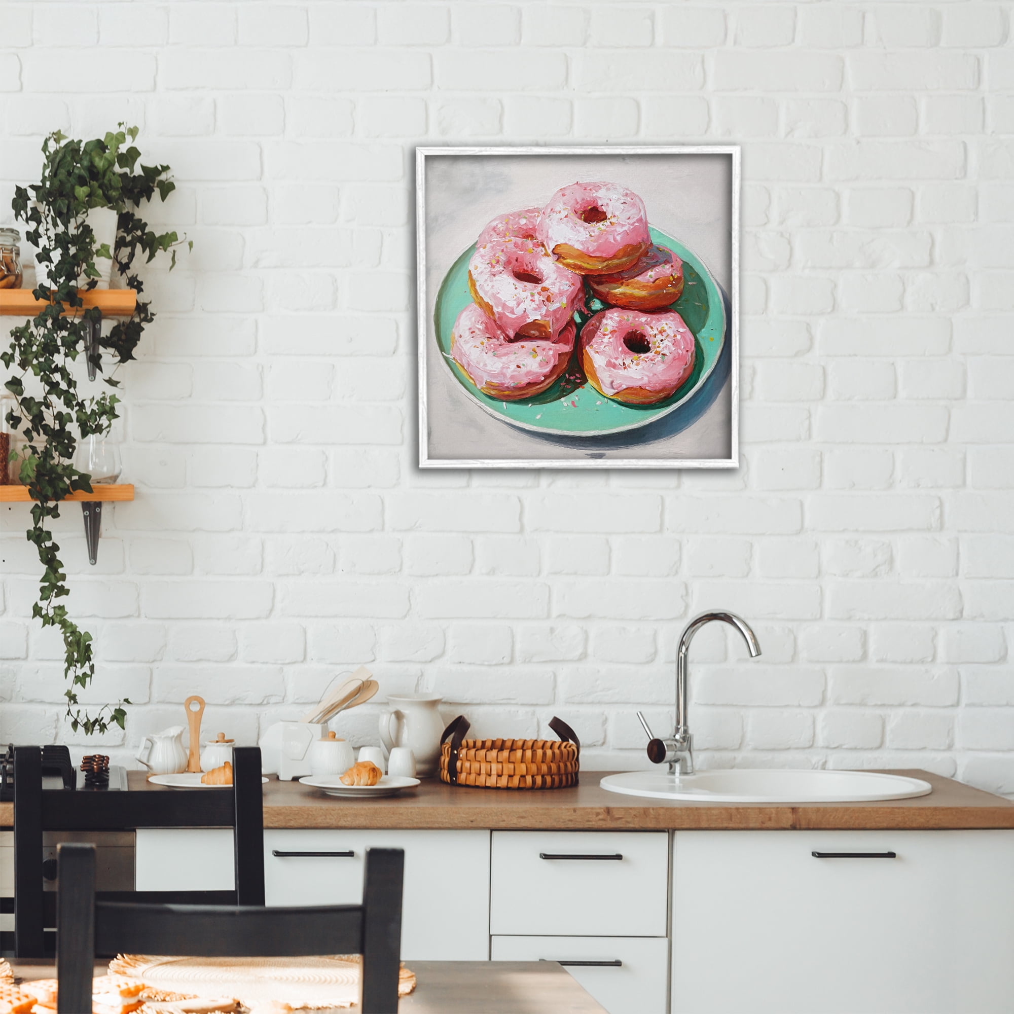 Stupell Industries Pink Frosted Donuts White Framed Giclee Art, design by Tina LeCour