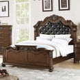 thumbnail image 3 of Gorgeous Traditional Antique Cherry 1pc Queen Size Bed Tufted Faux Leather Headboard Wooden Bedframe, 3 of 8