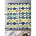 thumbnail image 2 of Navy Blue Green Sheer Curtains for Living Room Bedroom Abstract Art Geometric Sheer Curtains 108 Inch Long 2 Panels Set Light Filtering Curtain Window Treatments Drapes for Dining Room, 2 of 6