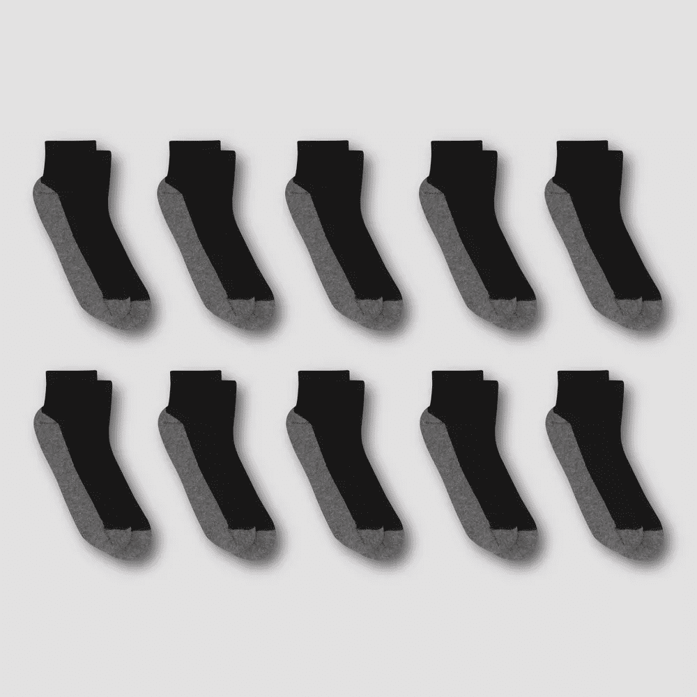 Hanes Premium Men's Big & Tall Cool Comfort Ankle Socks 10pk - Black, 12-14