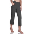 thumbnail image 4 of Yanyanz Yoga Pants Women,Women'S Color High Waist Pocket Sports Fitness Yoga Wide Leg Capris Pants Yoga Pants with Pockets for Women Pants for Women Trendy Clearance Dark Gray S, 4 of 7