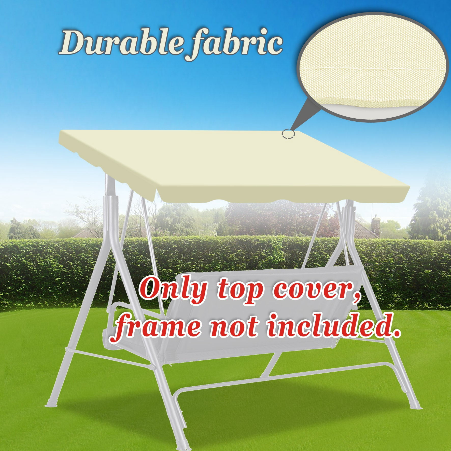 ALUVIERA Canopy ONLY Swing Chair Awning Outdoor Swing Cover Outdoor Patio Swing Canopy Replacement Porch Top Cover for Seat Furniture (73'X52', Ecru)