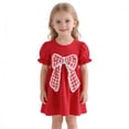 thumbnail image 1 of FYDUU Robe d'Été pour Tout-Petite Fille Style de Baseball de Pâques avec Nœud Robes pour Filles avec Volants Manches Courtes Robe Décontractée Robe d'Été Tenue de Jeu Quotidienne Robes au Tempérament, 1 of 4