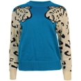 thumbnail image 3 of Pulls pour Femmes Décontractés Imprimé Léopard Patchwork Manches Longues Pull Tricoté Court, 3 of 4
