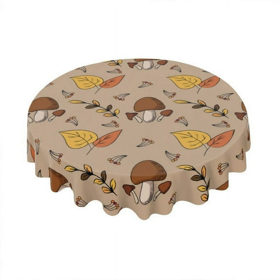 Eveokoki Fall Round Tablecloth,Harvest Tablecloth 60 inch,Autumn Forest Mushrooms And Leaves Indoor or Outdoor Holiday Table Harvest Fall Decorations for Home,Dinner