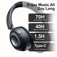 thumbnail image 4 of Hybrid Active Noise Cancelling Headphones, -50dB Bluetooth Headphones 5.4, 70H Playtime,Clear Call with 6 ENC Mic, Bass Boosted by 95%, Wireless Over Ear Headphones, for Travel Home Office, 4 of 8