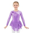 thumbnail image 4 of Aislor Girls Sequins Figure Ice Skating Dress Hollow Back Mesh Gymnastics Leotard Wrap Skirt Ballet Lyrical Dancewear Light Purple 14, 4 of 7