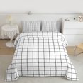 thumbnail image 2 of Homewish Chic White Buffalo Bedding Comforter Set for Adult, Square Checkered Plaid Twin Comforter Sets, Modern Abstract Reversible Bedding Set, Microfiber Bedroom Decor, 2pcs, 2 of 8