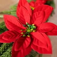 thumbnail image 5 of Luoshdecor Christmas Poinsettia Garland,70.8 in Artificial Holly Leaves Red Berry Poinsettia Garland for Indoor Home Winter Xmas Holiday Fireplace Stairs Decoration, 5 of 8