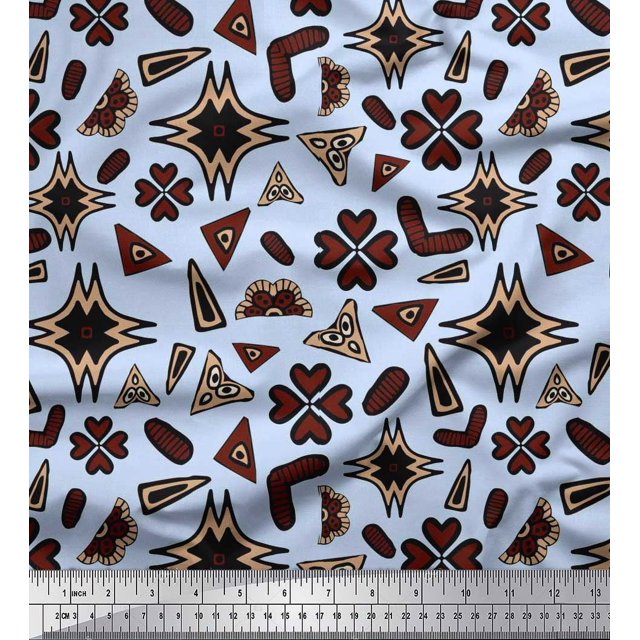 Soimoi Poly Georgette Fabric Flower Artistic Print Sewing Fabric Yard 42 Inch Wide