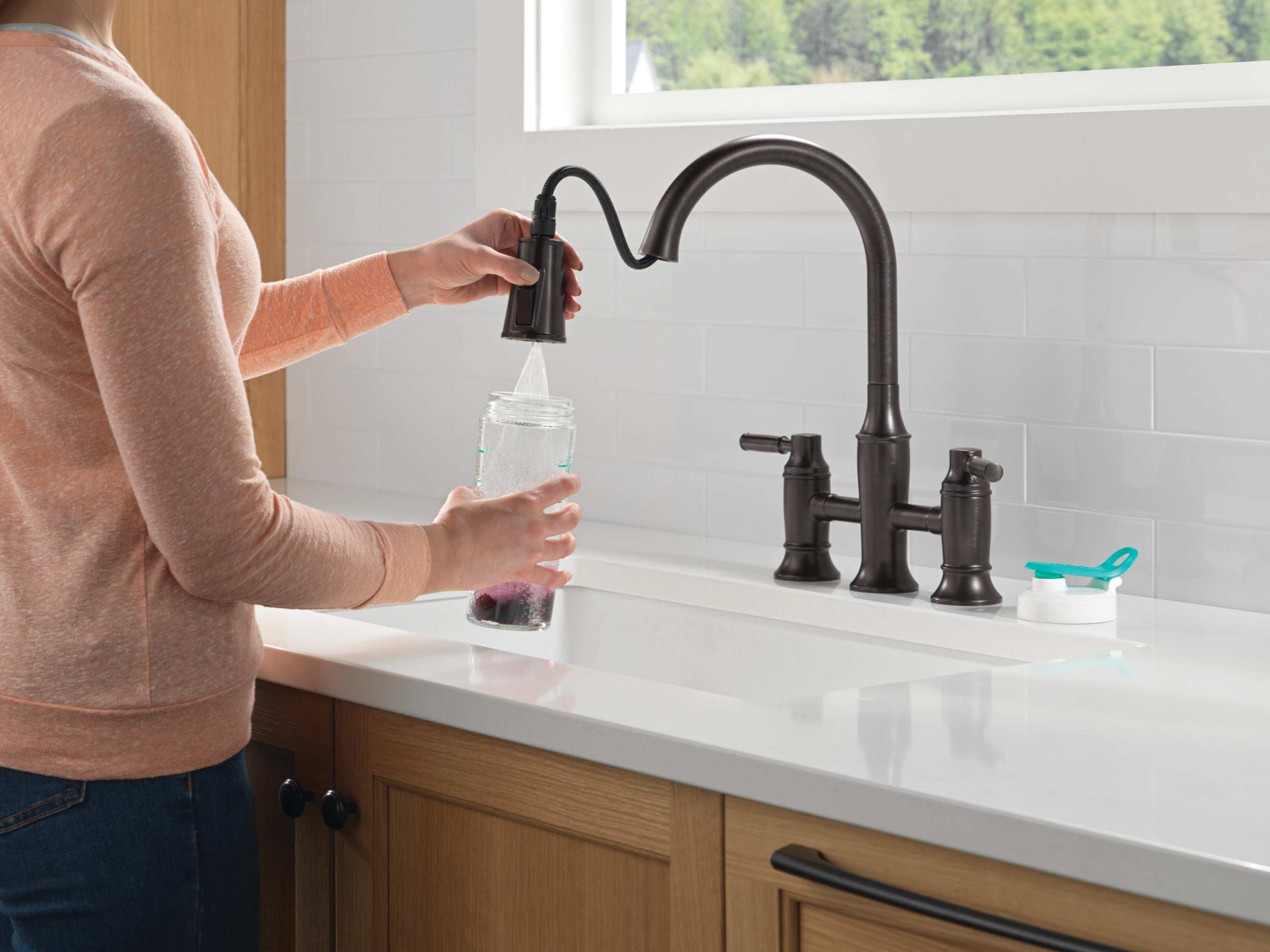 Delta 2384L-Dst Renaldi 1.8 GPM Bridge Kitchen Faucet - Lumicoat Polished Nickel