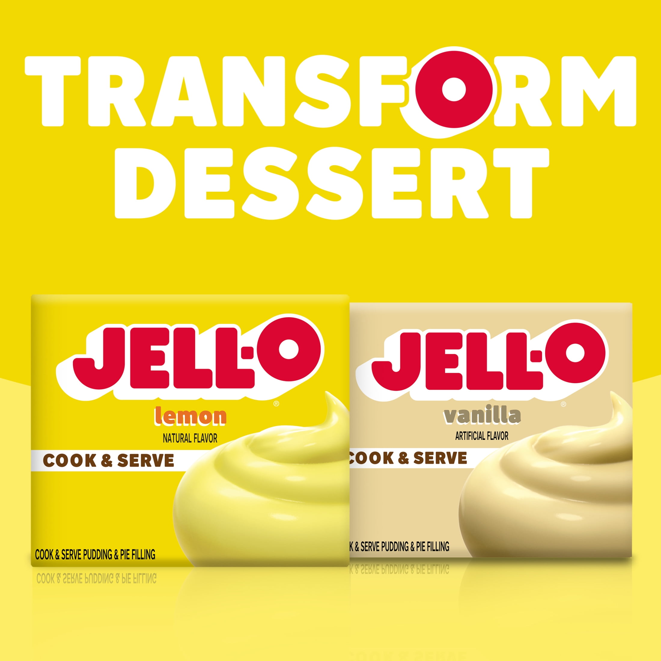 Jell-O Cook & Serve Lemon Naturally Flavored Pudding & Pie Filling Mix, 2.9 oz Box