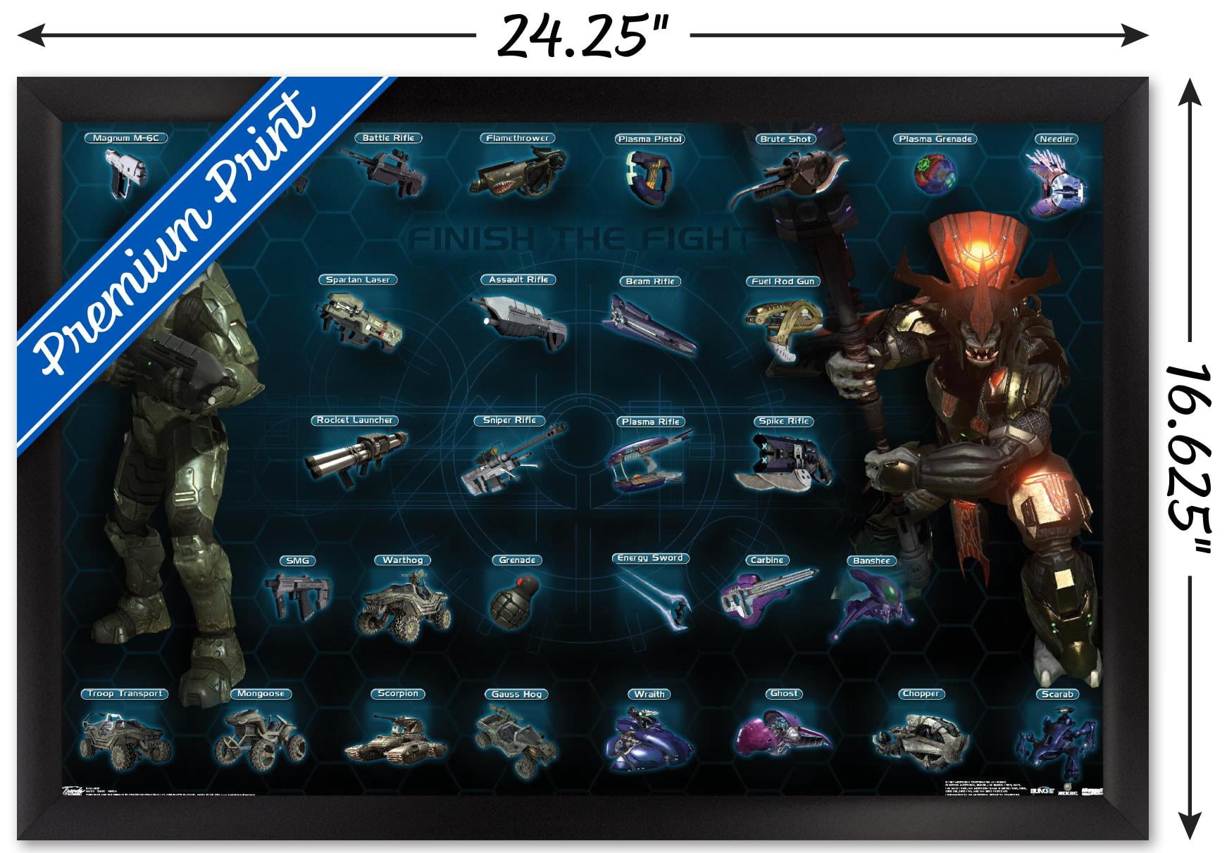 Halo 3 - Chart - Whole Wall Poster, 14.725" x 22.375" Framed