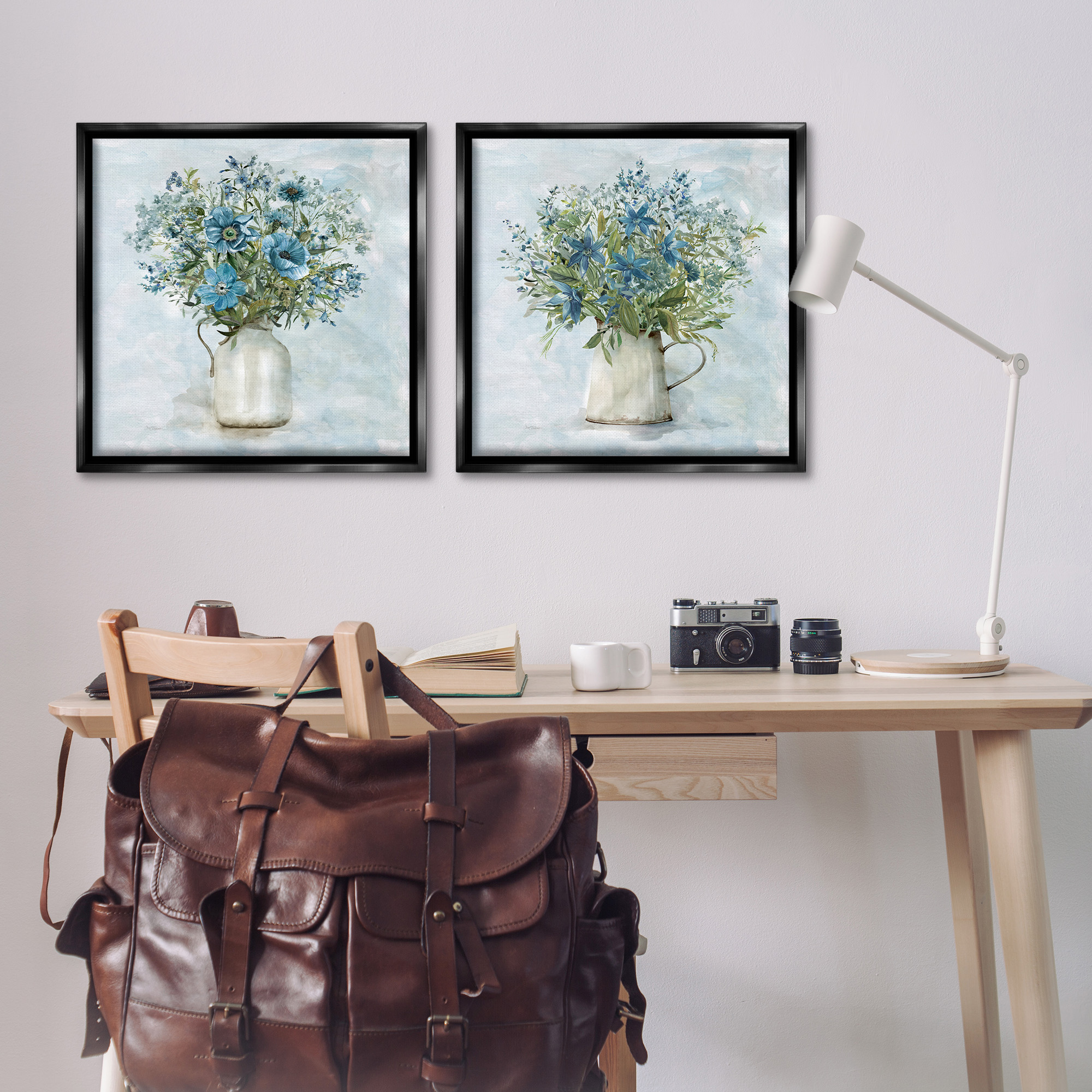 Stupell Industries Country Mixed Floral Bouquets Botanical & Floral Painting Black Floater Framed Canvas Art Print Wall Art, 25 x 25, Set of 2