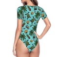 thumbnail image 3 of Uemuo Pineapple Sea Turtle Pattern Women's One Piece Short Sleeve Swimsuit Rash Guard Surfing Modest Quick-drying Swimsuit Beach Essentials-Small, 3 of 9