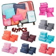 thumbnail image 2 of 6/7pcs Set Travel Storage Bags Suitcase Packing Set Storage Cases Portable Luggage Organizer Clothes Shoe Foldable Organizer Watermelo Red-S, 2 of 6