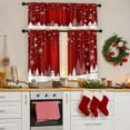 thumbnail image 2 of Merry Christmas Kitchen Curtains Snowflake Red Xmas Snowman Frost Window Curtains Valance and Tier Set 36 Inch Rod Pocket Short Tier Curtain for Room Kitchen Decor, 2 of 6