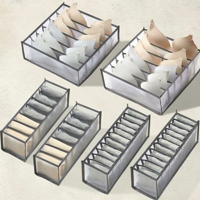 Juego de organizador de cajones plegable, ahorra tiempo y espacio con tela Oxford y tela de nailon de alta calidad, compartimentos de malla transpirable para ropa interior, calcetines, sujetadores y