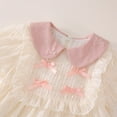 thumbnail image 4 of Ashirexll Little Girl Dresses, Girls Summer Dress, 3-8Y Children Short Sleeve Turndown Collar Dress Summer Casual Shirt Dress Pleated Lace Bowknot, 4 of 7