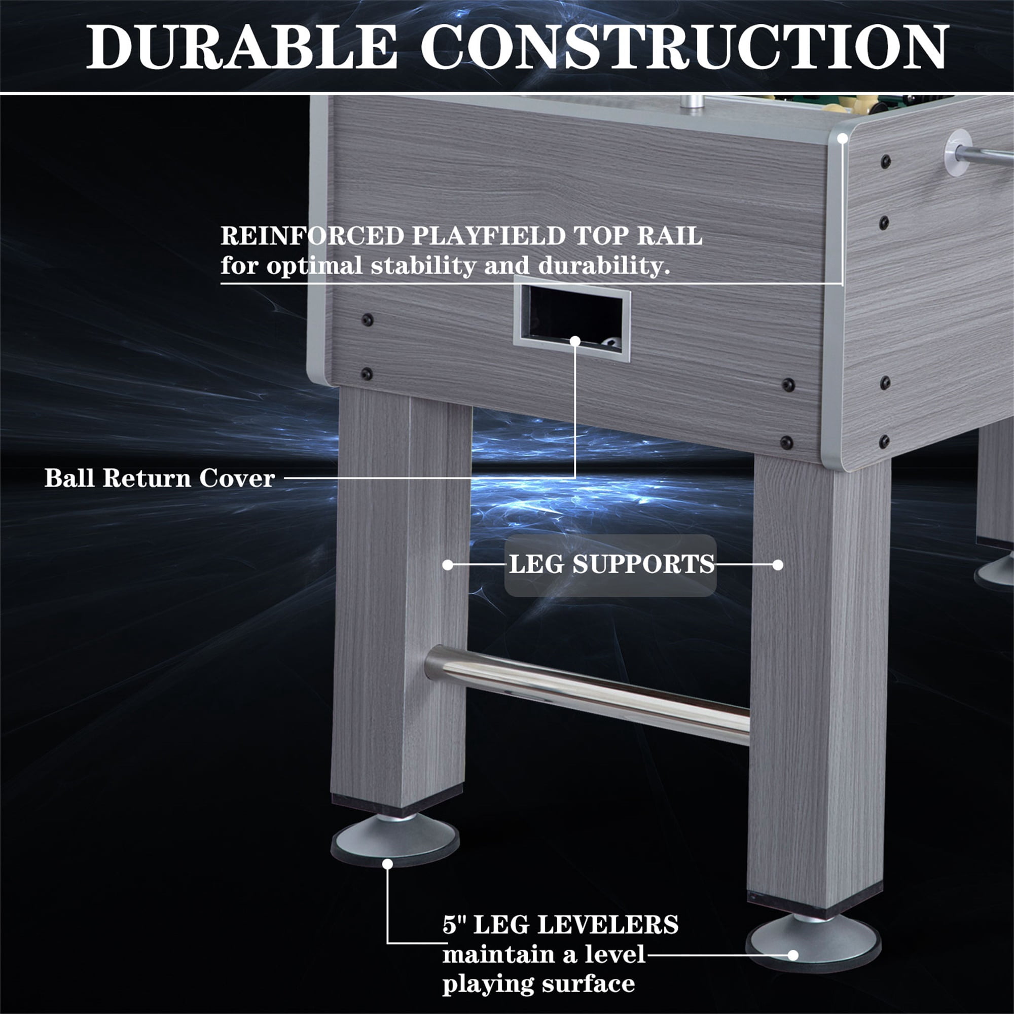 RayChee 55" Foosball Table, Soccer Game Table Football Arcade with Leg Levelers & Heavy-Duty Legs for Indoor Game Room (Grey)