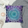 thumbnail image 2 of Creowell  Purple and Turquoise Throw Pillow Cushion Case , Hippie Ombre Mandala Inner Peace and Meditation with Ornamental Art, Modern Accent Double-Sided Digital Printing, Purple Aqua, 2 of 5