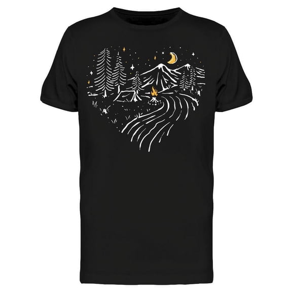 Smartprints Mens Graphic Tee - Camping In Nature - Regular Fit 100% Cotton