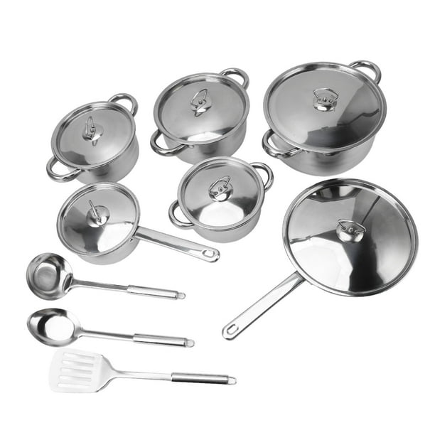 Juego De Sartenes Y Ollas De Acero Inoxidable, Juego De Utensilios De Cocina Multiusos A Prueba De Herrumbre Con Fondo Compuesto Para Cocinar