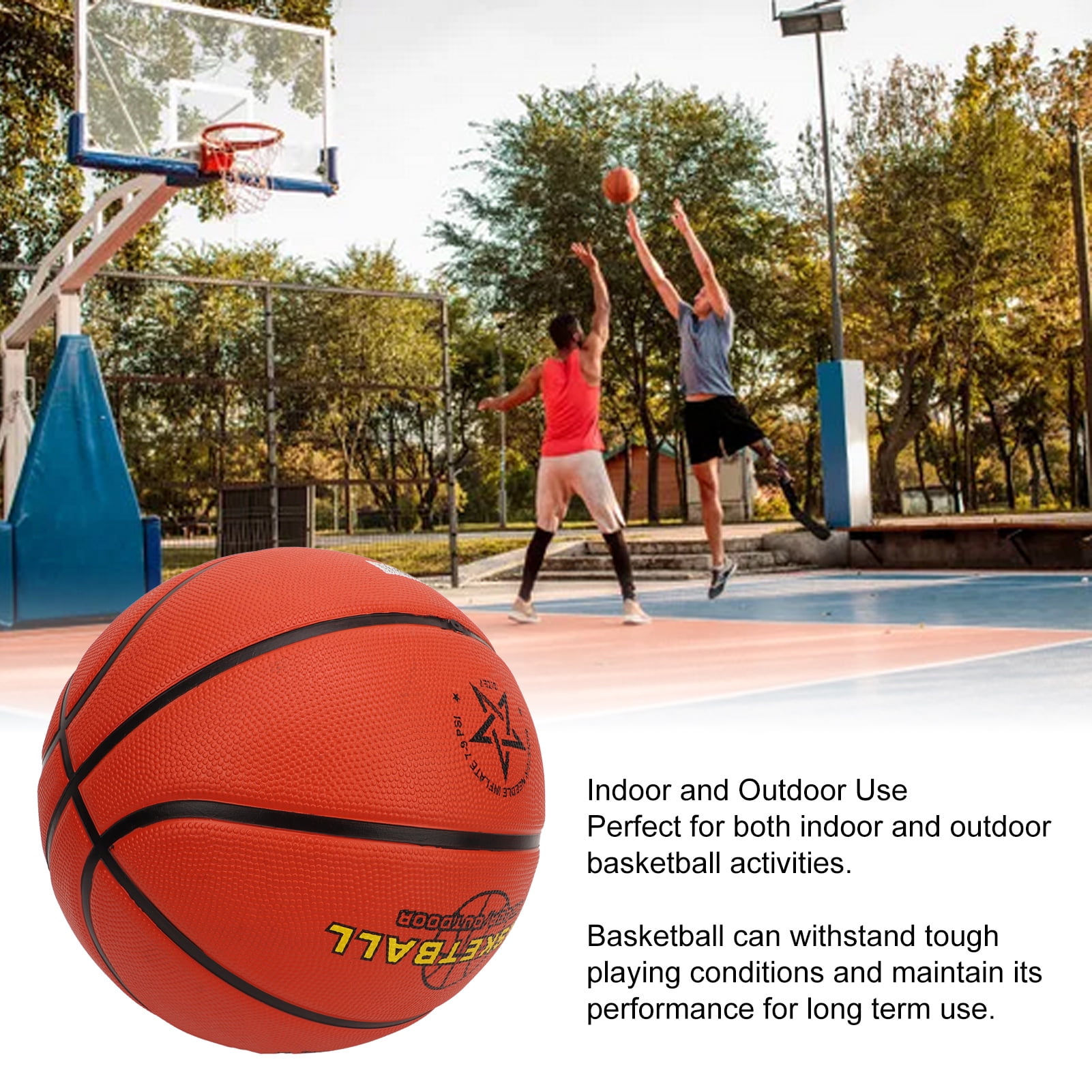 NFTIGB Indoor Outdoor Rubber Basketball Size 7 (29.5 inches / 74.9 cm) Sweat Resistant Grip Youth Competition Training Game Ball Brown