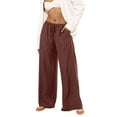 thumbnail image 3 of Linen Pants Women Sevevn Women Fashion Solid Color Elastic Waist Sports Casual Pants Wide Leg Pants Woman, 3 of 5