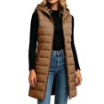 thumbnail image 6 of Yutgune Women's Long Hooded Puffer Vest Zip Up Sleeveless Quilted Jacket with Zipper Pockets, 6 of 8