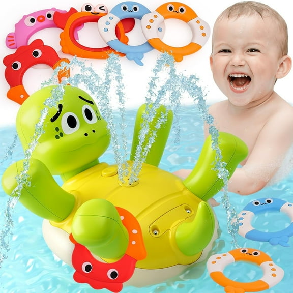 Baby Bath Toys, Toddler Bathtub Toy Turtle Sprinkler, Sprinkler Swimming Turtle Water Toys, Bathtub Water Toys Birthday Gifts for Kids, Bath Pool Water Spray Toys for Babies Toddlers 3-8