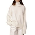 thumbnail image 1 of Chandail pour Femmes Col Roulé Manches Longues Couleur Unie Confortable Chaud Chandails d'Hiver Décontracté Ample Doux chandail Tops, 1 of 6