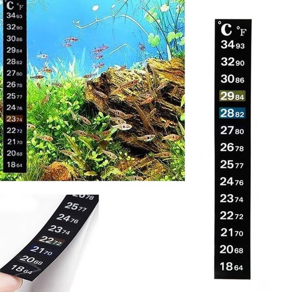 L-CD ADHE-SIVE STRIP FLAT THERMOMETER STICK ON FOR WINDOW FISH TANK AQUARIUM6