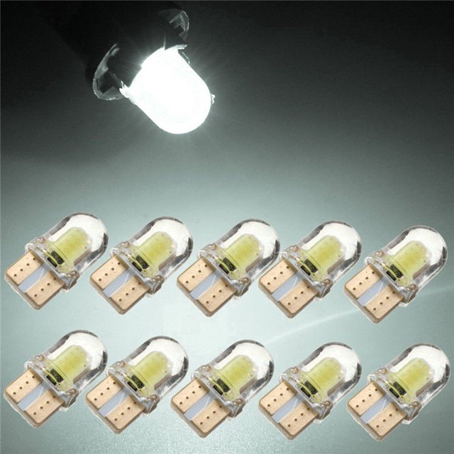 10Pcs blanco brillante T10 194 168 W5W COB 4 SMD, bombilla de luz de sílice de CANBUS para matrícula de coche