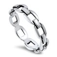 thumbnail image 4 of Men's Curb Link Chain Design Eternity Ring .925 Sterling Silver Band Jewelry Female Male Size 9, 4 of 4