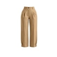 thumbnail image 4 of Yangnuo Women High Waist Pleated Capri Dress Pants With Pockets Belted Casual Business Commuter Cropped Trousers, 4 of 5