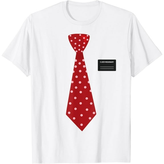 Funny Mormon Missionary Costume, LDS Elder Tie & Name Tag T-Shirt mens t shirt,white,women,funny,misfits,men,journey
