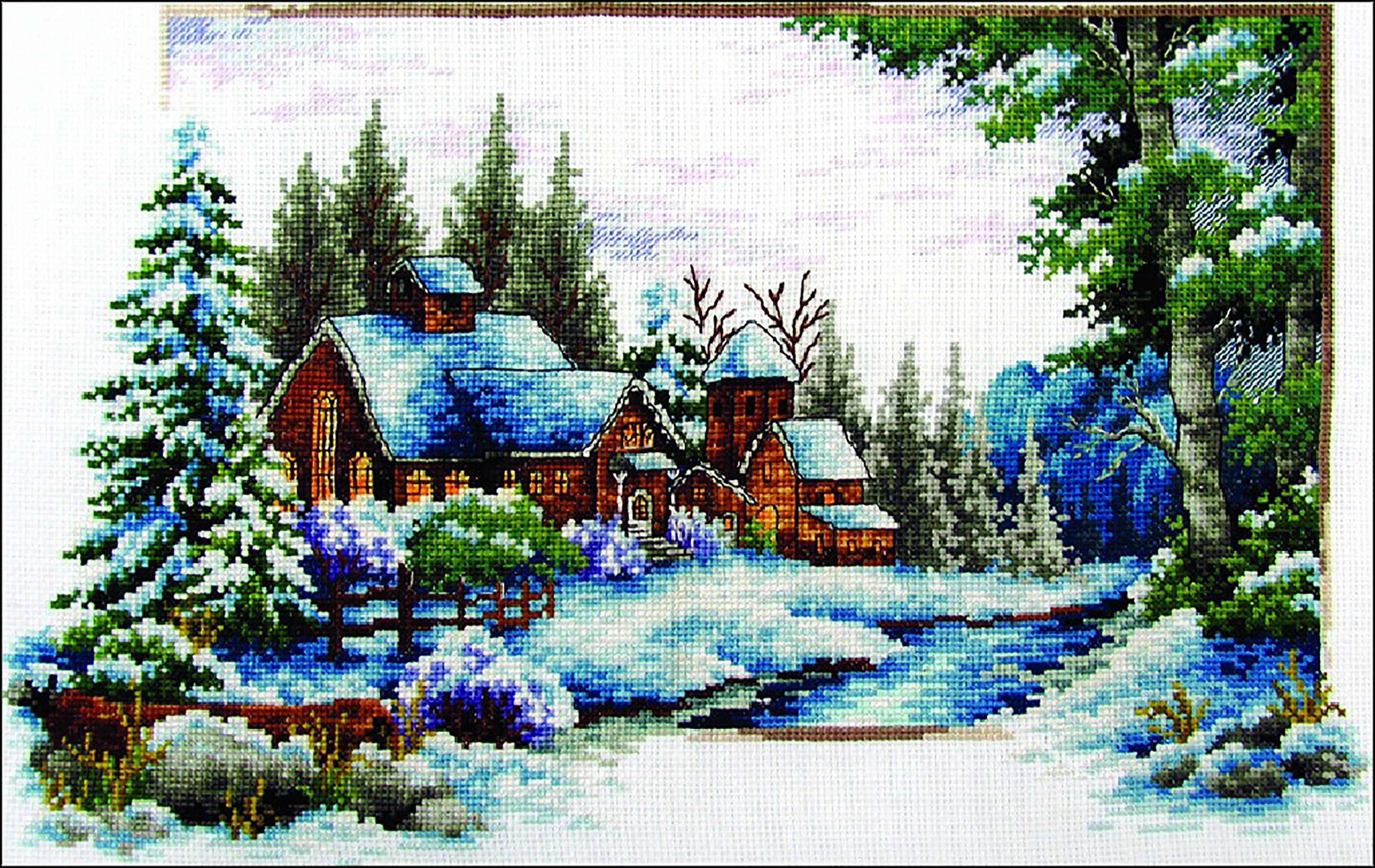 Needleart World No Count Printed Cross Stitch Kit 18.5"X13"Winter Snow