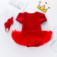 thumbnail image 1 of Herrnalise - Mono de bebé niña con estampado de flores de rosa de color liso y red de hilo, falda corta, 1 of 8