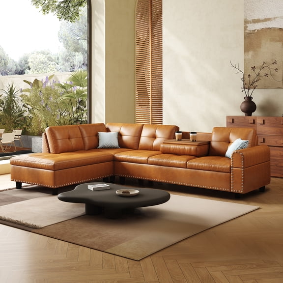 97.5" Oversized Sectional Couch, L Shaped Couchwith, Modern Modular Sofa withDeep Seat, Sectional Couches for Living Room andOffice, Faux Leather Sofa
