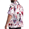 thumbnail image 3 of Valentine's Day Love Men's Poplin Shirt, Casual Short Sleeve Printed Button Down Summer Beach Unisex Shirts, 3 of 6