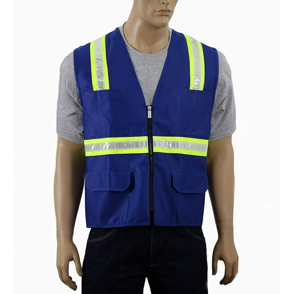 Safety Depot Reflective Safety Vest, Polyester Royal Blue, L
