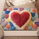 thumbnail image 1 of Felpudo de bienvenida para San Valentín | Alfombra de corazón rojo rosa | Esterilla de entrada interior exterior | 16x24 en poliéster | Respaldo antideslizante | Resistente a manchas de, 1 of 6