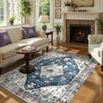 thumbnail image 4 of Lahome 3'x5' Area Rugs for Living Room,Machine Washable Rugs,Low Pile Non Slip Vintage Floral Print Rug Carpet for Entryway,Hallway,Kitchen,Home Decor,Blue, 4 of 15