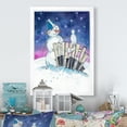 thumbnail image 1 of Designart Christmas Snowman With Cat Traditional Framed Wall Art, 1 of 4