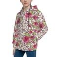 thumbnail image 2 of Haiem Rose Mix Leopard 4 Pattern Boys Hoodie, Youth Pullover Hooded Sweatshirt, Kangaroo Pocket Hoodie for Kids Girls -Large, 2 of 6