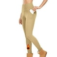 thumbnail image 5 of Womens Thermal Warm Leggings Stretchy Casual Slim Fitting Tights Pants with Pockets Workout Yoga Pants Beige XXL, 5 of 8